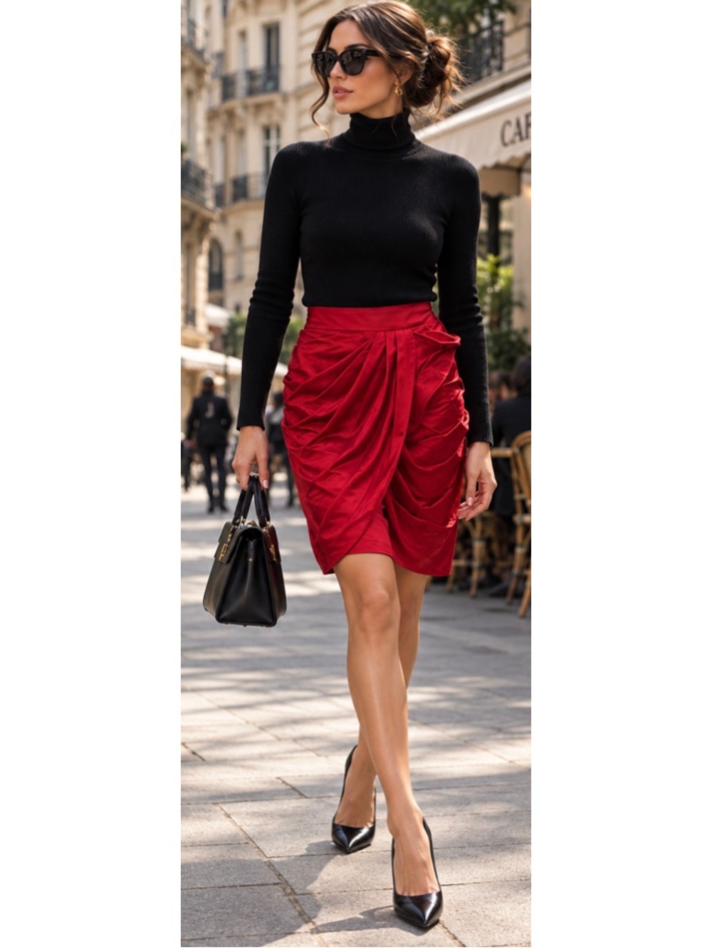 Moschino Red Silk Midi Skirt Size 8 Italian luxury Silk New